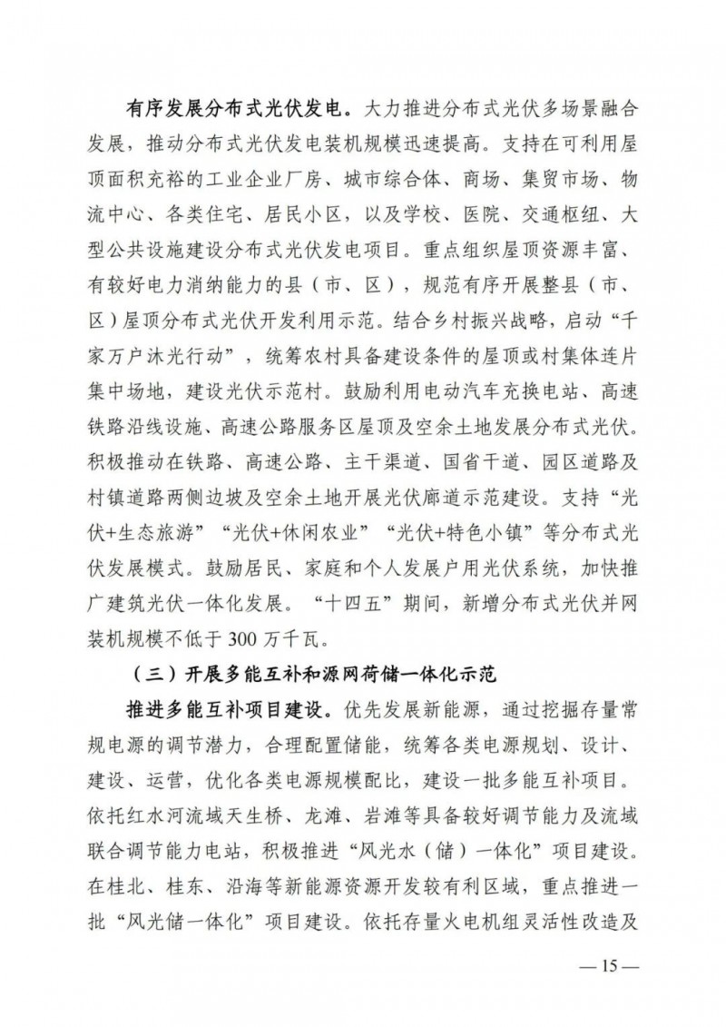 廣西&ldquo;十四五&rdquo;規(guī)劃：大力發(fā)展光伏發(fā)電，到2025年新增光伏裝機(jī)15GW！