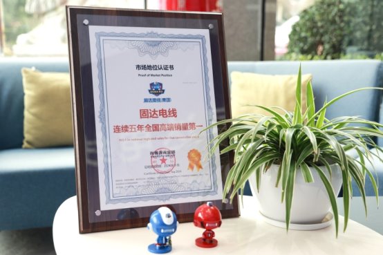 市場地位認證：固達電線連續(xù)五年全國高端銷量第